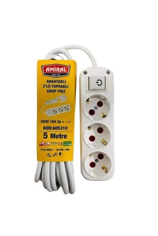 ARNEER Anahtarlı 5 M Priz