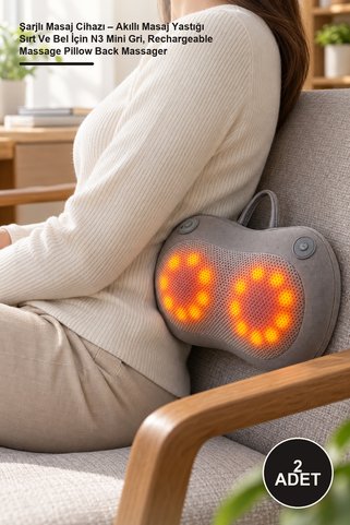 Yenilig 2 Adet Şarjlı Masaj Cihazı – Akıllı Masaj Yastığı Sırt Ve Bel İçin N3 Mini Gri, Rechargeable Massage Pillow Back Massager