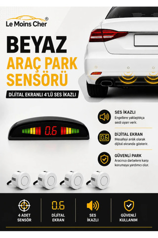 Unikum Fiat Linea Dijital Ekranlı Araç Park Sensörü Ses Ikazlı Beyaz Renk