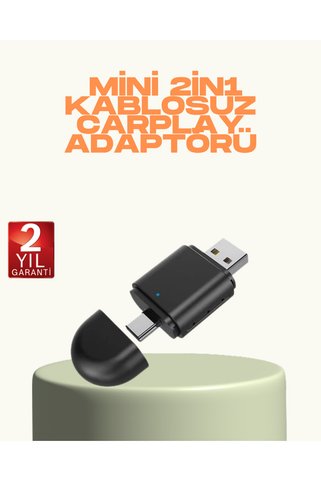 AKILLI Kablosuz CarPlay ve Android Auto Adaptörü – USB-A & Type-C Girişli Dönüştürücü