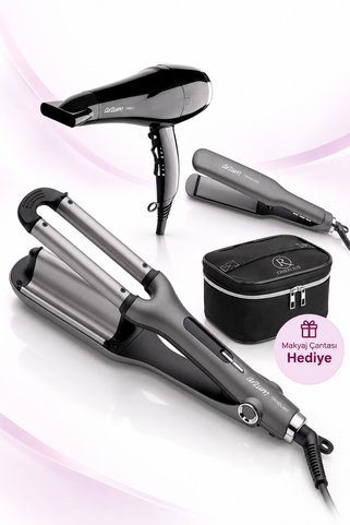 Arzum AR5011 + AR5078 + AR5079 3'lü Saç Seti Makyaj Çantası Hediye