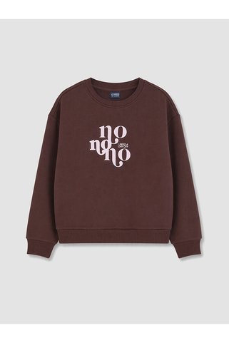 LC Waikiki TWO MT SHOP KALİTESİ Kahverengi Baskılı Kız Çocuk Kalın Sweatshirt