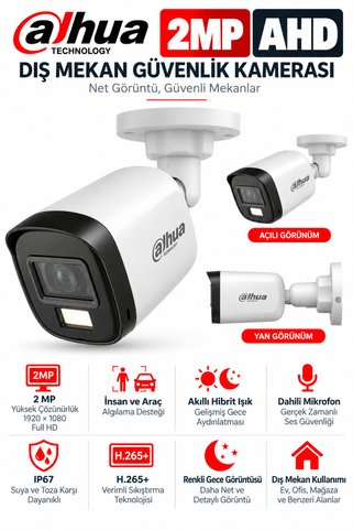 DAHUA 2MP AHD Full Color Renkli Gece Görüş Bullet Kamera