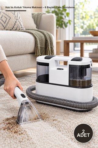 Yenilig 2 Adet Halı Ve Koltuk Yıkama Makinesi – 6 Başlıklı Cam Temizleme Ve Leke Çıkartma Makinesi CX002B Beyaz, Carpet Cleaner Upholstery Cleaner