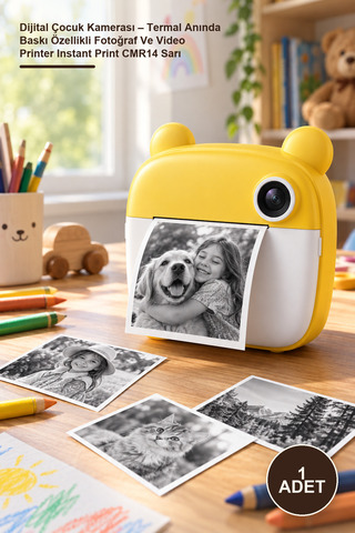 Yenilig 1 Adet Dijital Çocuk Kamerası – Termal Anında Baskı Özellikli Fotoğraf Ve Video Printer Instant Print CMR14 Sarı