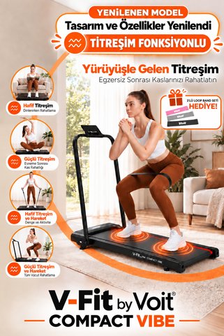 Voit Compact Vibe Katlanabilir Titreşimli Koşu Bandı Eğimi Ayarlı Brushless Motor Loop Bant Seti Hediyeli
