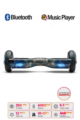 CityMate Elektrikli Kaykay Hoverboard Bluetooth Hoparlörlü 6.5 Inch Grafiti D18