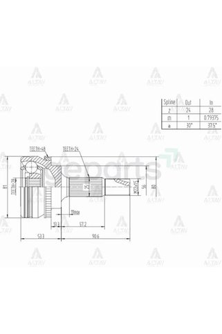 MAHER Aks Kafası Diş Yaris 2003-2005 Absli 48 Diş 1.0 1SZFE SCP10 24X28X56