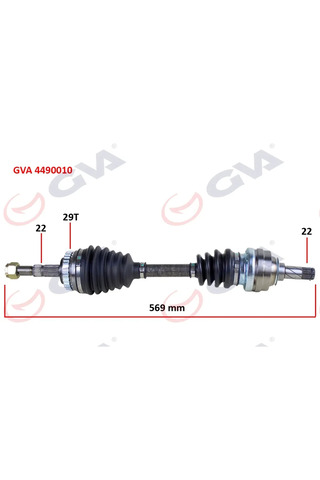 GVA Komple Aks Sol Corsa B 1.2İ 16V 1993-2000 ABS Li 569MM 29DİŞ