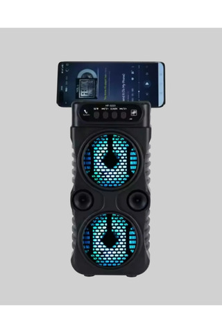 LED Işıklı Bluetoothlu Hoparlör Mikrofonlu Taşınabilir Ses Sistemi