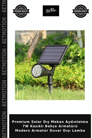 Betmotion Premium Solar Dış Mekan Aydınlatma 7W Kazıklı Bahçe Armatürü Modern Armatür Duvar Dışı Lamba