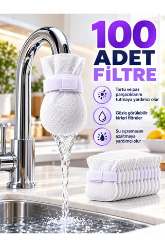 Hombak 100 Adet Musluk Ucu Filtre Bezi – Cırt Cırtlı Pratik Su Filtresi, Tortu ve Pas Parçacıklarını Tutmaya Yardımcı Filtre Seti