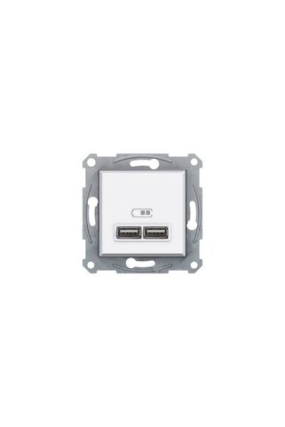 Schneider Electric EPH2700221 Asfora Beyaz İkili USB Prizi 2.1A Type A - PH
