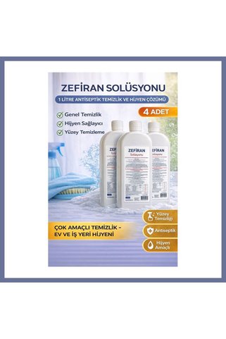 dilaratrendhousee Zefiran Solüsyonu 1 Litre 4 Adet Set Antiseptik Hijyen ve Çok Amaçlı Temizlik DLRA