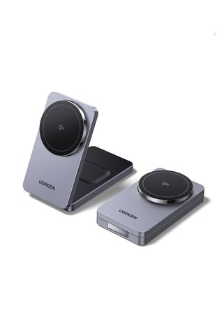 Ugreen 2'si 1 Arada 30W Magnetik Wireless Kablosuz Şarj Cihazı, Siyah, 45023