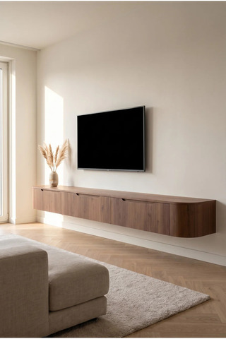 LYRA HOME Modern Ahşap Görünümlü Duvar Tipi TV Ünitesi / (270 cm)
