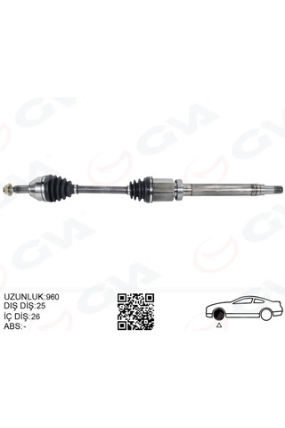 GVA Ön Aks Komple Sağ TRANSIT Connect 1.8 Tdci 2002-2014 1975-1990-110PS 960MM
