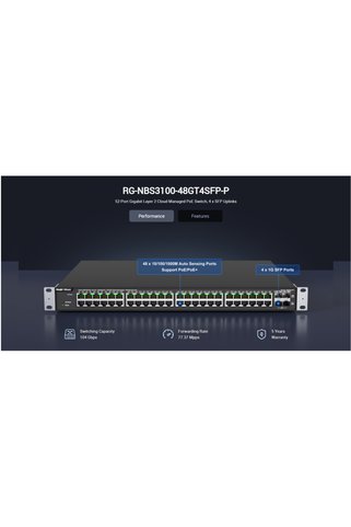 RUIJIE REYEE RG-NBS3100-48GT4SFP-P 48 Port GigaBit PoE, 370W, 4Port SFP, L2 Yönetilebilir Switch
