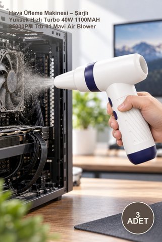 Yenilig 3 Adet Hava Üfleme Makinesi – Şarjlı Yüksek Hızlı Turbo 40W 1100MAH 85000PM Ttb-01 Mavi Air Blower