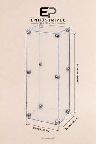 ep endustriyel pleksi 20x45x45 cm Dikey Şeffaf Pleksi Display Box Premium Vitrin Ürün Sergileme Kutusu Şeffaf Taban
