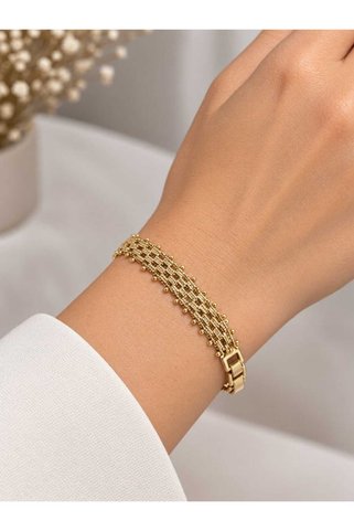 Beril Nova Jewelry 14k Gold Hasır Örgü Tasarım Luxury Bileklik
