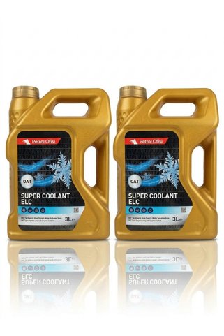 Petrol Ofisi Super Coolant ELC OAT Organik Kırmızı Antifriz 3 Litre Konsantre 2li Paket