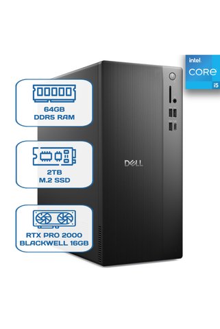 Dell Pro Tower Essential BTO005B_QVT1260_EMEA i5 14500 64GB DDR5 2TB M.2 SSD RTX PRO 2000 BLACKWELL 16GB W11P Desktop