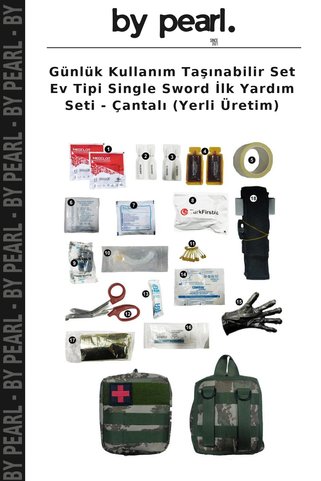 By Pearl Günlük Kullanım Taşınabilir Set Ev Tipi Single Sword İlk Yardım Seti - Çantalı (Yerli Üretim)