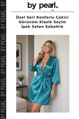 By Pearl Özel Seri Konforlu Çekici Görünüm Klasik Seçim İpek Saten Sabahlık