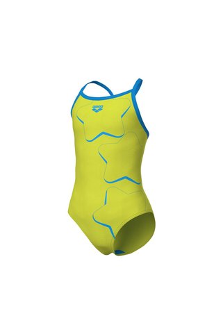 ARENA GİRL'S STAR GRAPHIC SWIMSUIT SOFT GREEN-TURQUOISE