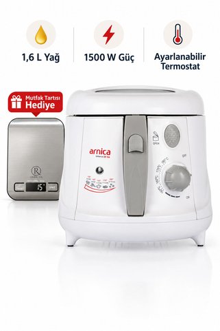 Arnica Universal Yağlı Fritöz 1,6 L Yağ 1500 W Güç Mutfak Tartısı Hediye