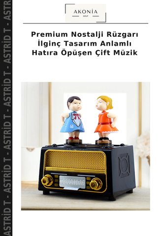 Astrid T Premium Nostalji Rüzgarı İlginç Tasarım Anlamlı Hatıra Öpüşen Çift Müzik