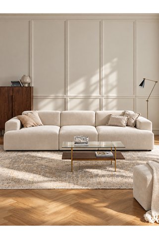 S Home Design Concept Molly 3 Modül Kanepe Koltuk Yönsüz Kadife, Kırık Beyaz