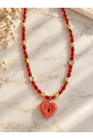 Goldensisters Jewelry Handmade Koleksiyonu Çek Kristali Ezme Gold Detaylı Kolye