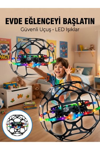PlentifulEl Hareketi Kontrollü Futbol Topu Tasarımlı Drone LED Işıklı