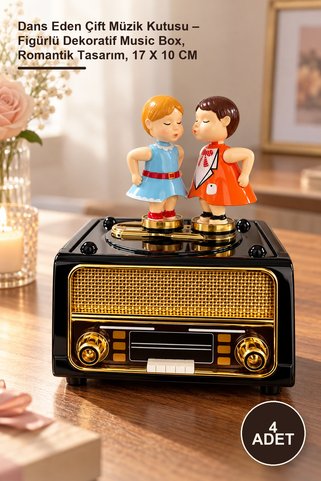 Yenilig 4 Adet Dans Eden Çift Müzik Kutusu – Figürlü Dekoratif Music Box, Romantik Tasarım, 17 X 10 CM