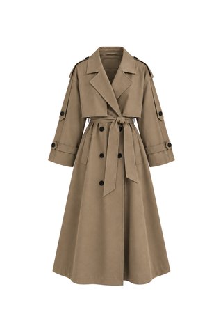 Laluvia Karamel Lucky Düğme Detaylı Oversize Trençkot - 9476