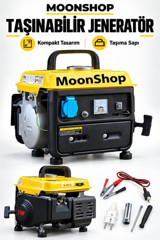 MOONSHOP Pro Japan Bakır Sargılı 2 Zamanlı Taşınabilir Çanta Tipi Benzinli İpli Jeneratör 1 Kwa 2,0 Hp.