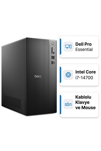Dell Pro Essential QVT1260 Intel Core i7-14700 32GB 512GB SSD Ubuntu Masaüstü BTO014_QVT1260_U 001