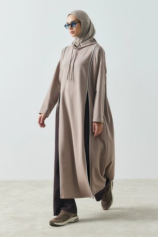 QANU Colette Yırtmaçlı Sweatshirt Vizon