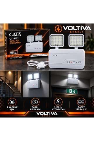 Cata Nil Ledli Şarjlı Çift Başlıklı Acil Durum Işığı 10W