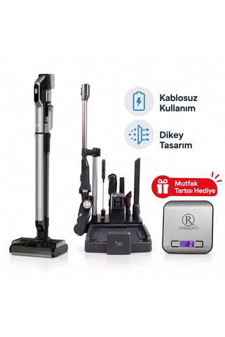 Fakir 3 IN 1Dikey Şarjlı Süpürge mutfak tartısı Hediye(Onerous)