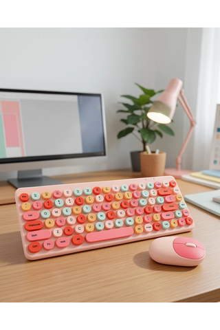 Nemere Kompakt Retro Tuşlu Bluetooth Klavye 100 Tuş UCZZZQW02PEMBEKLAVYEMOUSE-8