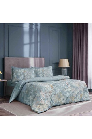Linens Allday Floria Pamuk Saten Nevresim Takımı King Mavi