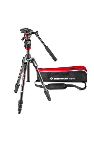 Manfrotto MVKBFRTC-LIVEUS Befree Live Karbon Fiber Video Tripod Seti, Sıvı Başlı, M-Lock Bükümlü Bac