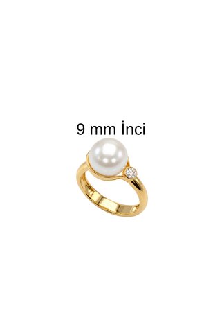 birinci 1926 Pırlantalı Doğal İnci Yüzük (9 mm)