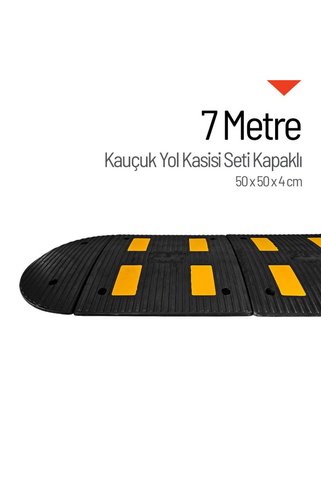 İleri Trafik Reflektifli Kauçuk - Compound Hız Kesici 4 Bantlı EKO - 7 Metre Set