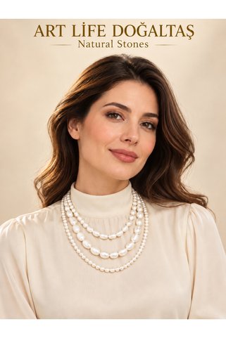 ART LİFE DOĞALTAŞ Natural Stones inci set kolye