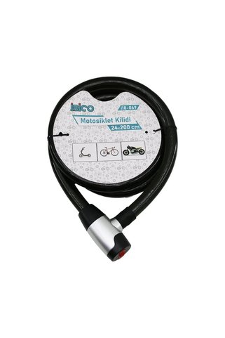 BiiShe ANAHTARLI METAL KAPLAMA KAFAÇEK-İT KİLİT KAPAKMOTOR - BİSİKLET KİLİT ÇELİK TELSİYAH ŞEFFAF KILIF24MM