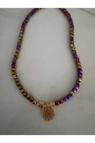 Goldensisters Jewelry Handmade Koleksiyonu Gökkuşağı Kaplama Hematit Kolye